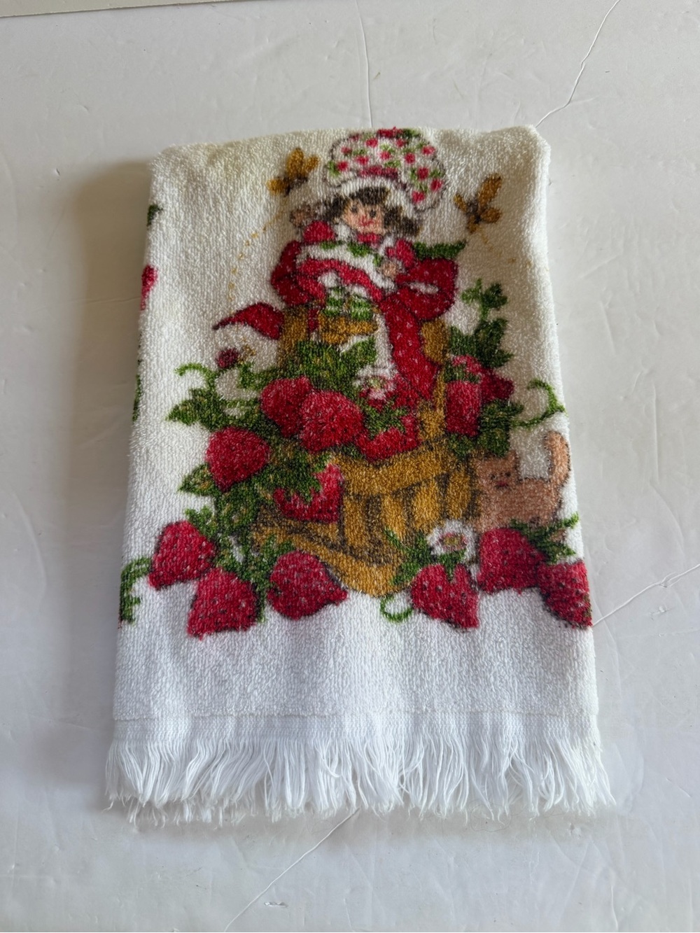 Vintage 1980s Strawberry Shortcake Hand Towel Oven Rack Display Towel Retro